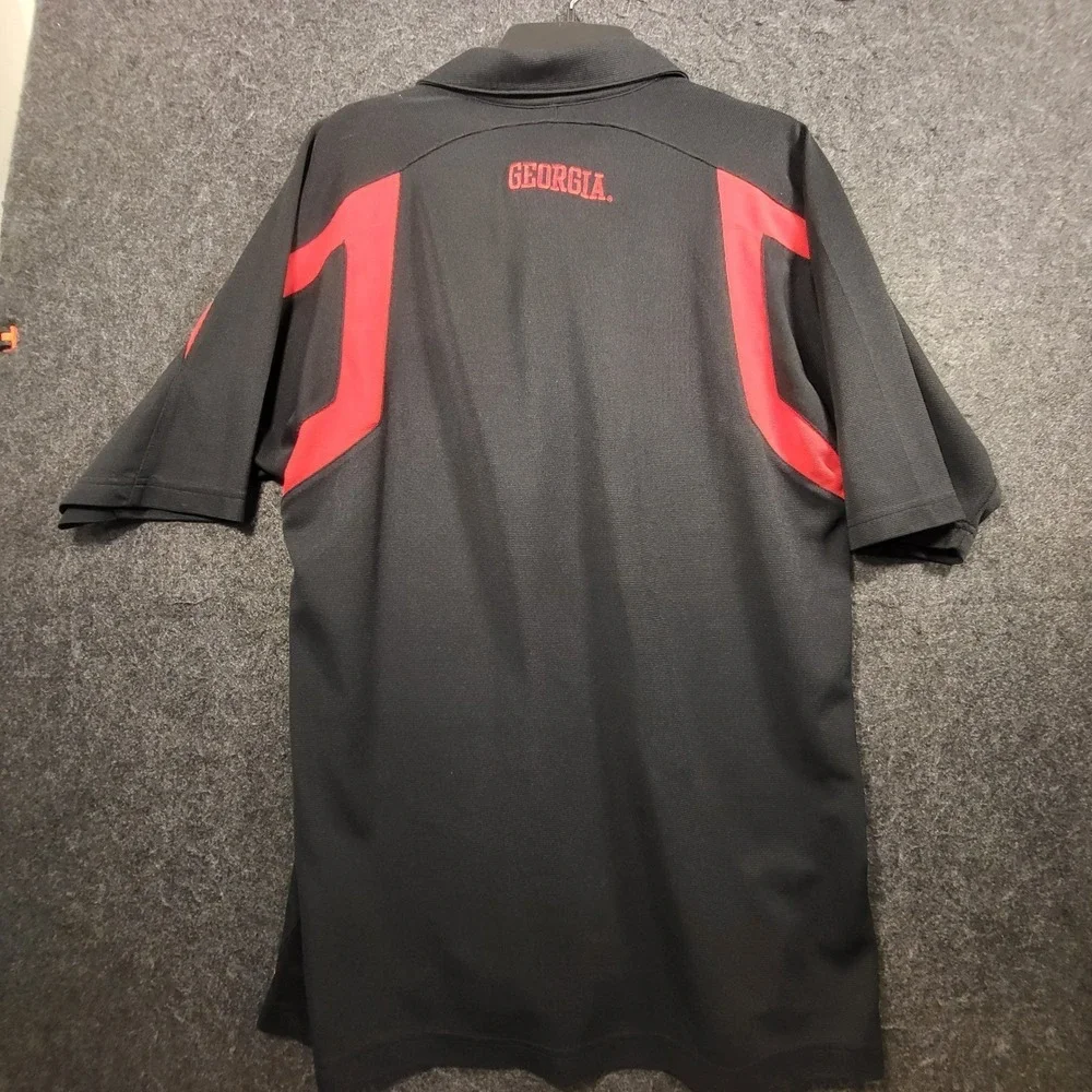 Georgia Bulldogs Nike Team Mens Large Black Red FIT DRY Polo Shirt G Logo